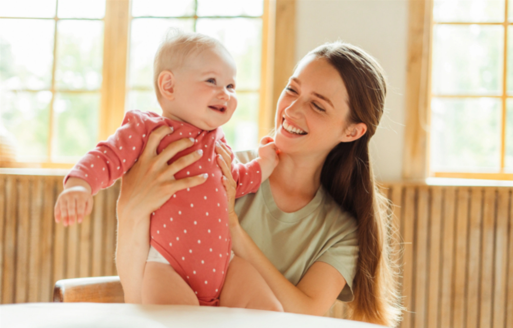 Parent and child smiling