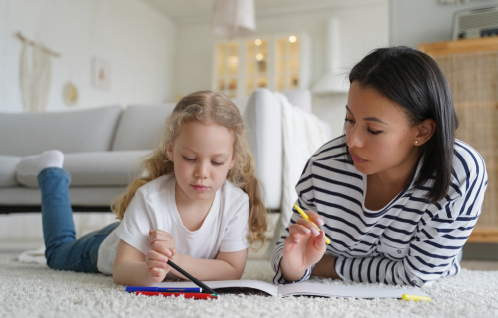 Parent studying while receiving childcare support