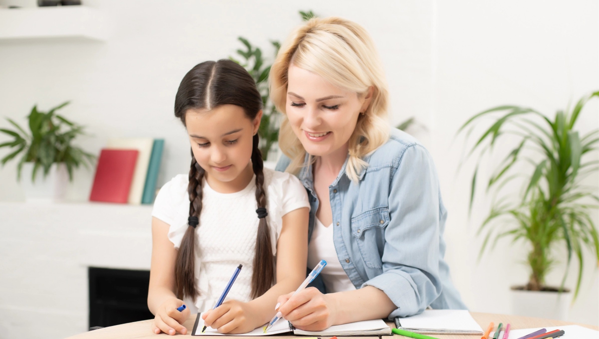 Part-time sitter helping with homework
